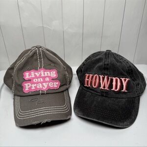 (2) Kbethos Vintage 100% Cotton Distressed Hats Southern Rodeo Casual Ball Caps